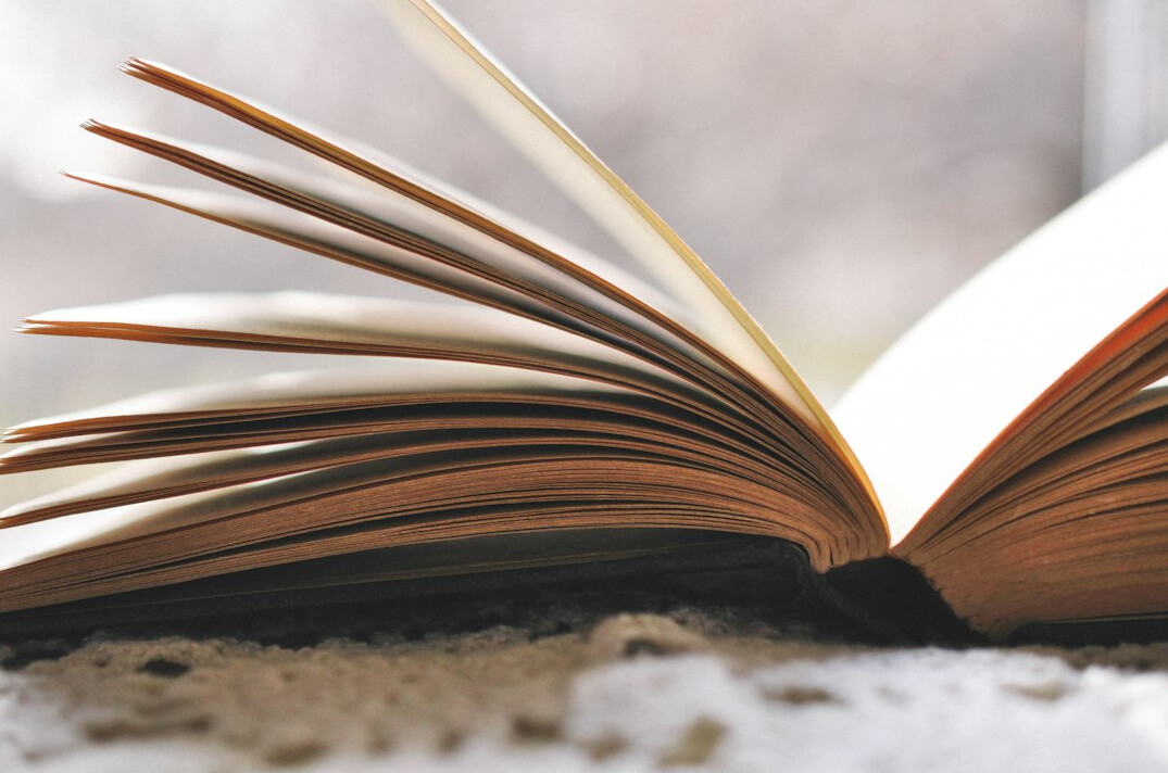 open book with suspense text
